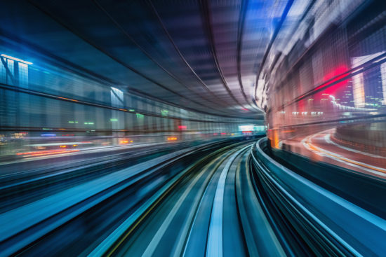 Tokyo Japan High Speed Train Tunnel Motion Blur Abstract